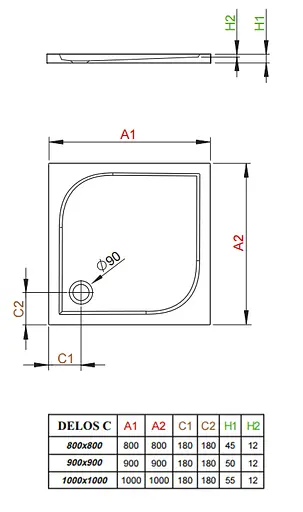 Душевой поддон Radaway Delos C 90 SDC0909-01 - фото 2
