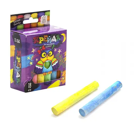 Мелки для рисования на асфальте тонкая 18 штук MEL-02-04U (Danko Toys) (4823102802688) - фото 1