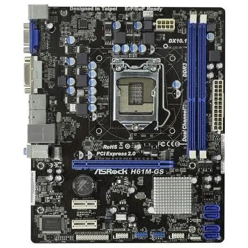 Материнська плата AsRock H61M-GS (H61M-GS) (Socket 1155, Intel H61, Micro-ATX) Б/в - фото 1
