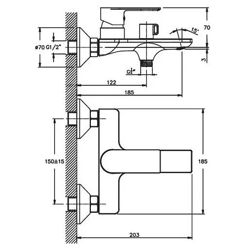 Смеситель для ванны Haiba ALEX 009 (HB0889) - фото 2