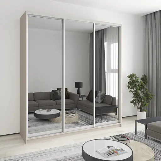 Шкаф-купе трехдверный MebelStar Стандарт AL 3 Зеркала 220x60x240 см Кашемир (MBS-1872)