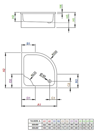 Душовий піддон Radaway Naxos A 90 для облицювання плиткою або мозаїкою SBA9941-1 - фото 3