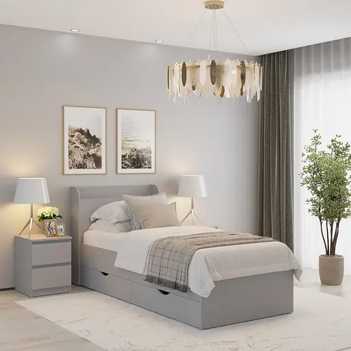 Кровать односпальная MebelStar Адель с ящиками 90x200 см Серая мышка (MBS-4317)