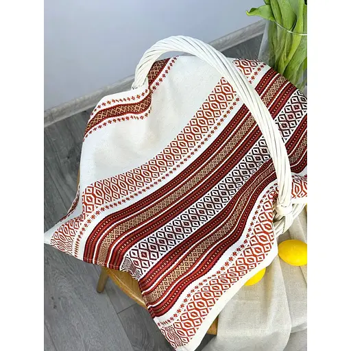 Пасхальное полотенце льняное для корзины Луч 70х45 см Красный - фото 5