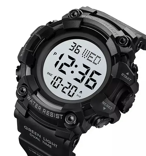 Тактические мужские часы Skmei 1968 Черный с белым циферблатом - фото 2