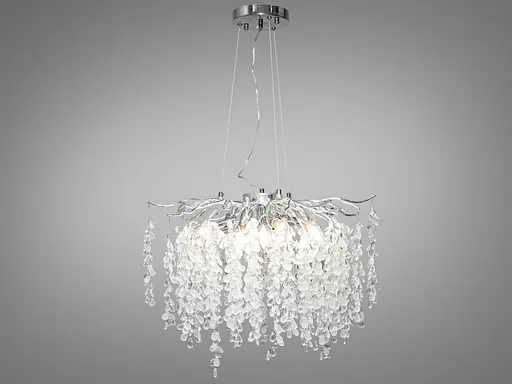 Дизайнерська підвісна кришталева люстра Гліцинія, 8 ламп, хром - фото 1