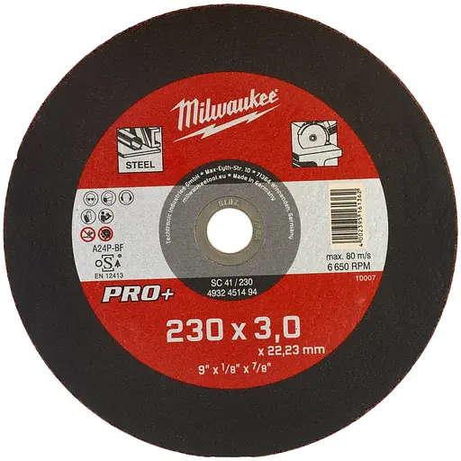 Диск отрезной Milwaukee по металлу PRO+ 230х3х22.23 мм (4932451494)
