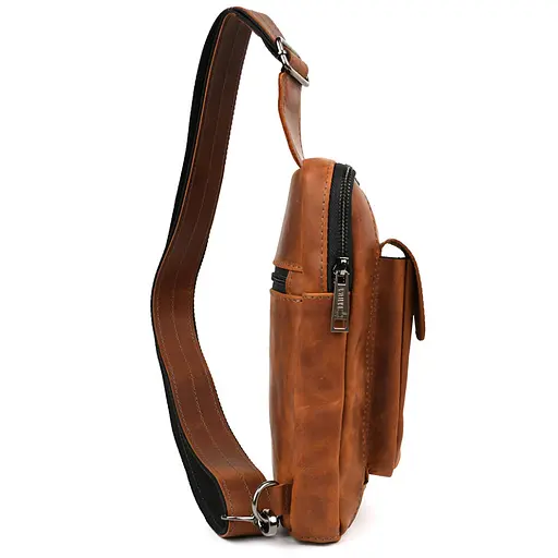 Мужской коньячный слинг из кожи крейзи хорс TARWA 27.5х18х4 см sum0028236 - фото 5