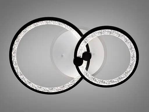 LED люстра з пультом, диммером і кольоровою підсвіткою, 55W, чорна - фото 3