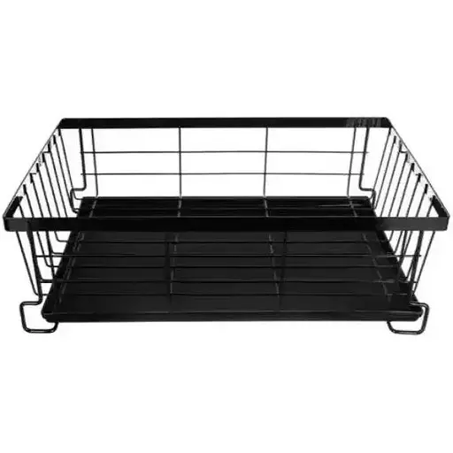 Стильна двоярусна сушарка RUHHY 19163 для посуду в стилі Лофт - з піддоном для столових приборів - фото 3