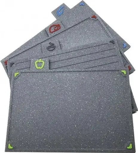 Набір обробних дощок Maestro MR-1787G пластиковий на підставці 4 шт. Сірий - фото 2