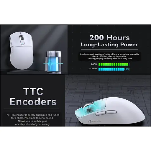 Мышка игровая беспроводная Attack Shark X3Pro PixArt PAW3395 8K и 4K 26000DPI White - фото 6