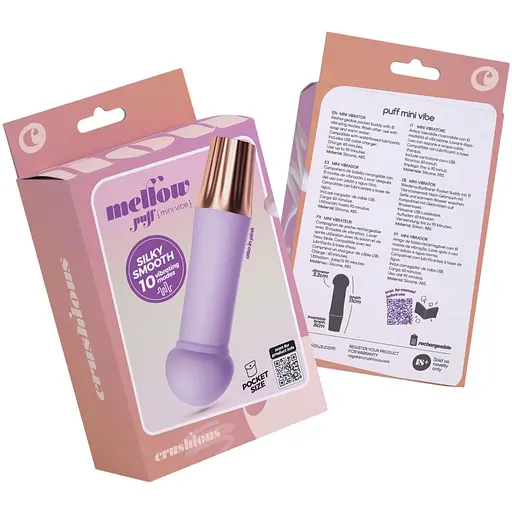 Міні-вібратор Crushious Mellow Puff лавандовий 11 х 3.2 см - фото 6
