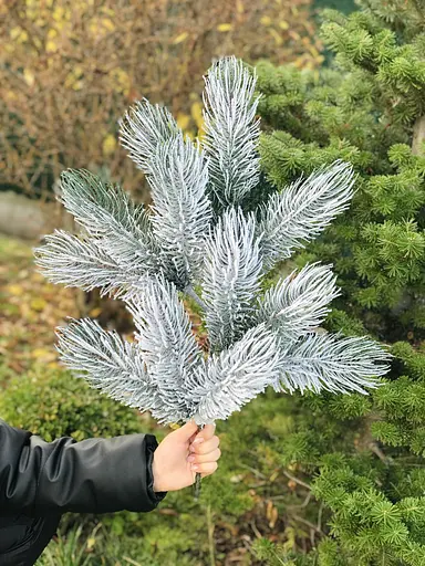 Декоративная искусственная хвоя Hvoya Сосна литая ветка елки заснеженная 60 см - фото 5