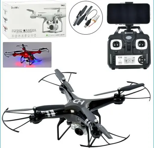 Квадрокоптер MHZ із камерою на радіокеруванні CK-23 акумулятор USB зарядне додаткові лопаті світло 27см Чорний - фото 5