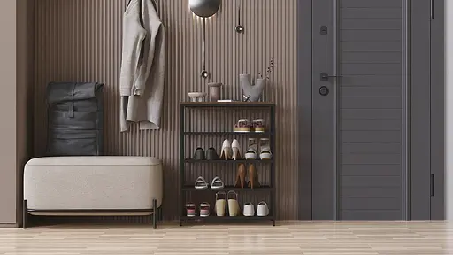 Полиця для взуття Слайм 4 Ferrum-decor 820x630x260 Чорний метал ДСП Дуб Сонома Трюфель 16 мм (FRD-105163) - фото 9