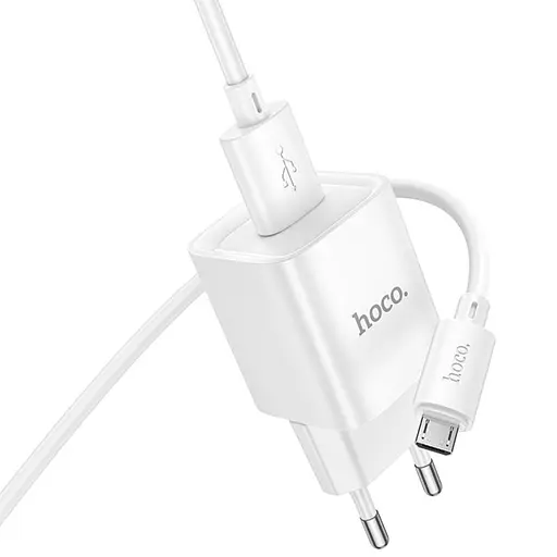МЗП Hoco C145A Charm QC3.0 18W (1USB-A) + кабель USB to MicroUSB White - фото 5
