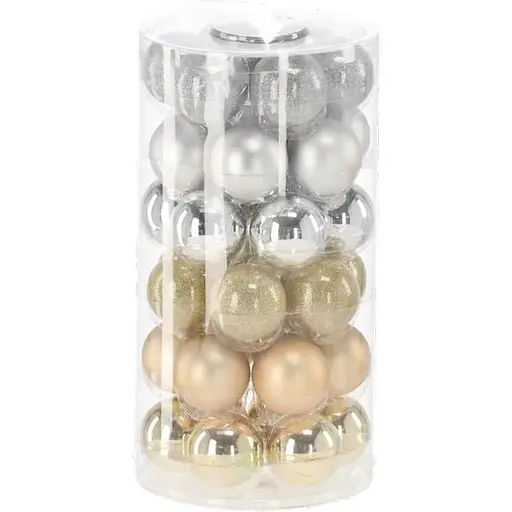 Комплект елочных шариков Chomik стеклянные 4 см шампань и серебряные 36 шт. (BOZ2201)
