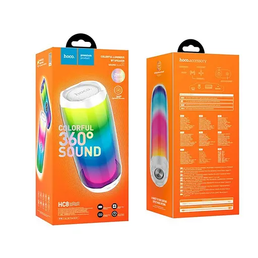 Портативна bluetooth колонка Hoco HC8 TWS з LED підсвічуванням білий - фото 2