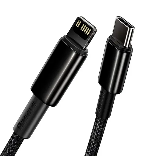 Кабель Baseus Tungsten Gold Fast Charging Data Cable Type-C to iP PD 20W 2m Black - фото 4