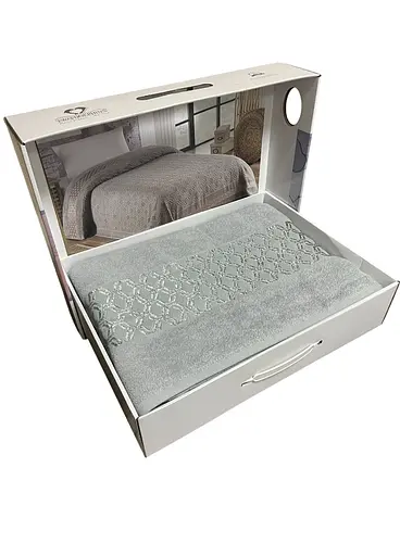 Покривало - простирадло Cotton TURComFor блакитне євро 200х220 см махрове TC303375801 - фото 1