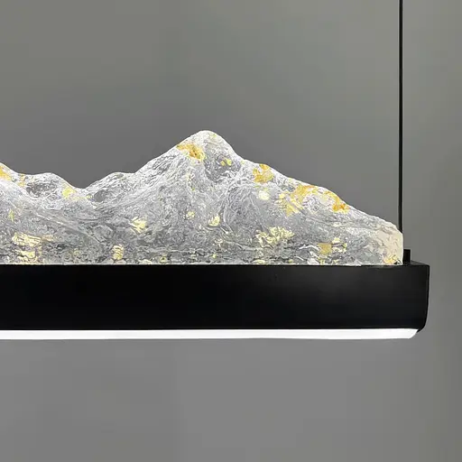 Видовжена люстра з підвісним корпусом у вигляді таючих гір з патиною 120 см | Line F | Арт. MJ374-L1200 BK - фото 5