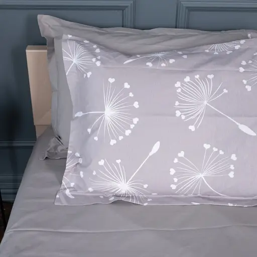 Простыня на резинке MirSon Поплин 00-3 Grey Dandelions 180х190 см серая (2200009701894) - фото 6