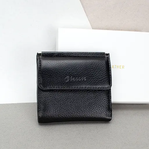 Жіночий шкіряний гаманець Classic 8848A-15 на кнопці чорний - фото 1