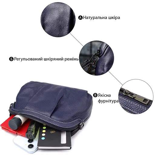 Женская кожаная сумка Vintage с эффектной драпировкой 23х15х7 см sum0027532 - фото 4