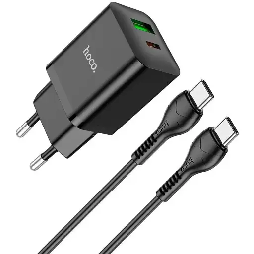 Зарядний пристрій набір Hoco N28 Founder charger set з кабелем USB-C USB-C чорний - фото 1