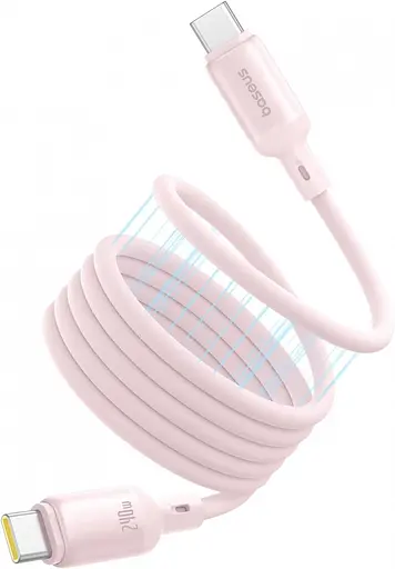 Кабель для зарядки ноутбуков 240W Baseus PicoGo Magnetic Liquid Silicone Type-C to Type-C 1 метр розовый - фото 1