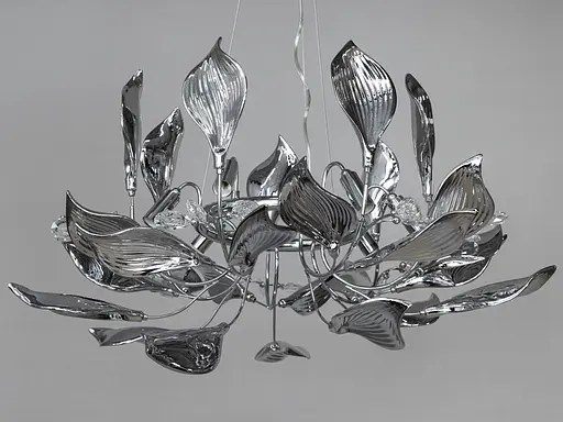 Гармоничная подвесная фарфоровая люстра для кухни, 6 ламп, хром. - фото 1