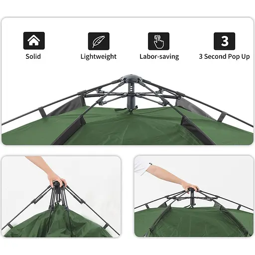 Чотиримісний автоматичний намет Naturehike NH21ZP008 (Темно-зелений) - фото 6