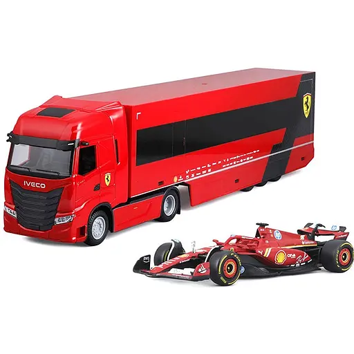 Игровой набор Bburago грузовик-тягач Iveco S-Way и болид SF-24 1:43 (18-36867) - фото 1