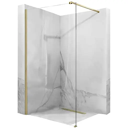 Душова стінка Rea Aero 110 brushed gold REA-K9840, прозорий, золотий - фото 1