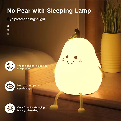 Декоративный детский ночник Веселая Грушка силиконовый аккумуляторный светильник для сна - фото 7