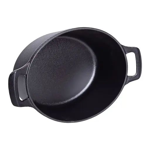 Гусятниця чавунна з кришкою 3 л Ø22 см казан для тушкування та запікання Yiwu HP-1-11-BLACK - фото 2