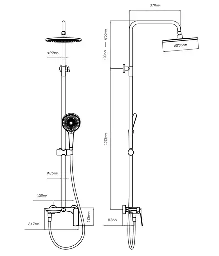 Душевая система универсальная Qtap Slavonice Gunmetal Black PVD с изливом QTSLA111GMB45910 - фото 11