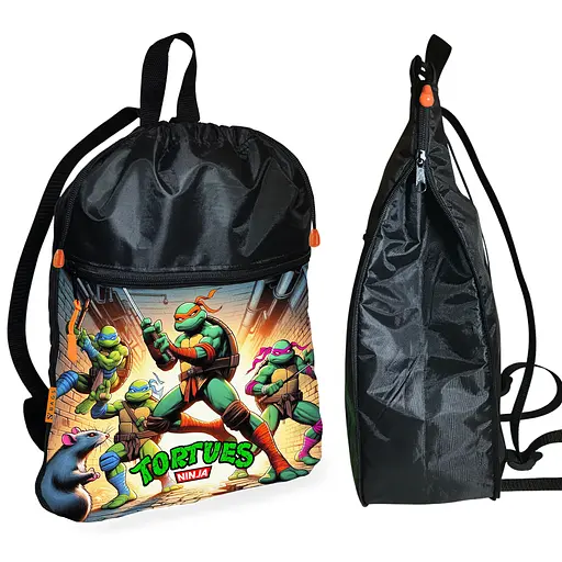 Рюкзак-мішок для взуття, спортивної форми Черепашки-ніндзя дитяча сумка для змінки з розширювачем (01346)