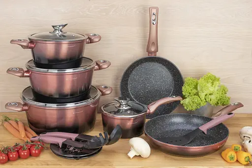 Набор посуды Edenberg EB-5626 15 предметов медный с черным