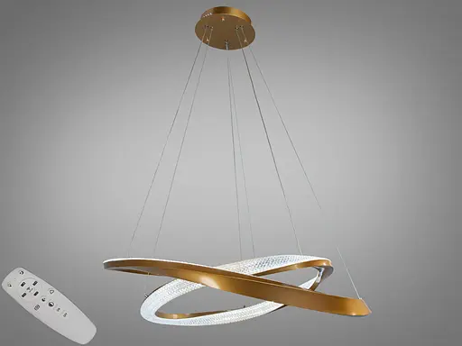 Дизайнерська підвісна світлодіодна люстра з пультом, 100 Вт, золото - фото 1