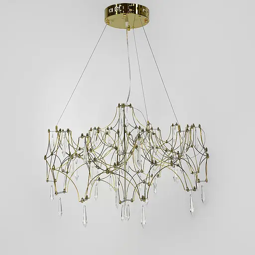 Дизайнерська невагома золота люстра із кришталем Ø 70 см | Арт. MJ203-730 Titanium | Line F - фото 12