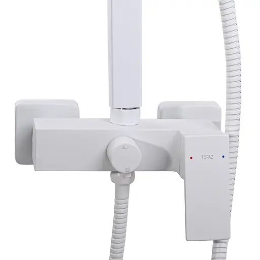 Душова система Topaz Odiss To 18802-H66-WW без вилива, квадратна штанга БІЛА матова Н-130см, Білий - фото 2