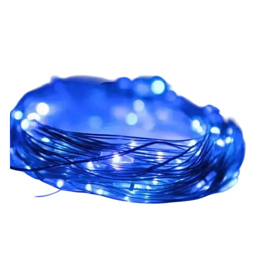 Светодиодная гирлянда нить капля росы 4.5м 50led батарейки Blue синяя