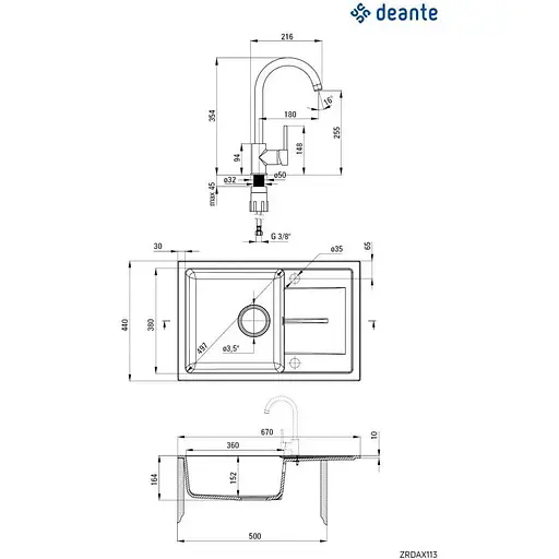 Кухонна мийка Deante Leda ZRD 2113 - фото 2
