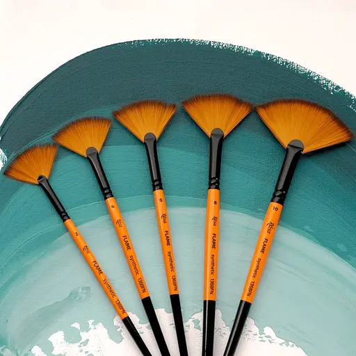 Пензель синтетика віялова FLAME 1368FN №2 коротка ручка Rosa - фото 3