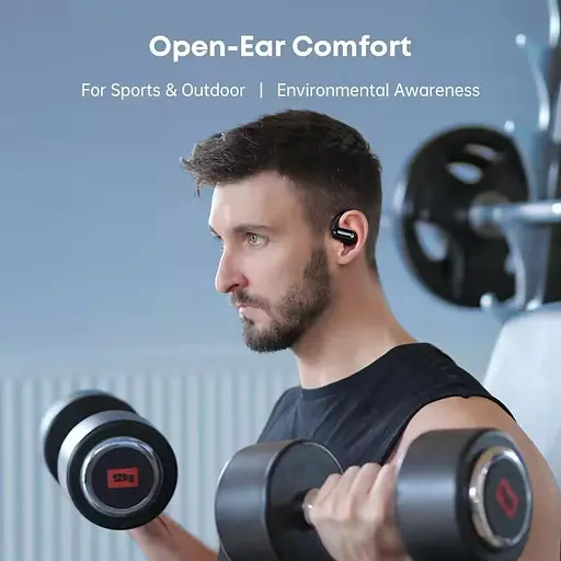 Бездротові спортивні bluetooth навушники Langsdom TS05 Open-Ear з спрямованим звуком і мікрофоном Бежевий - фото 6