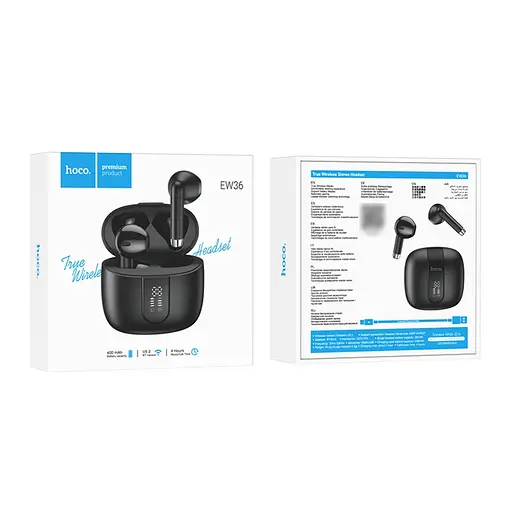 Навушники бездротові Hoco TWS EW36 вкладиші чорний - фото 6