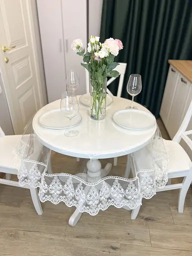 Силіконова скатертина з молочним мереживом Петек 15 см 230х140 см - фото 6