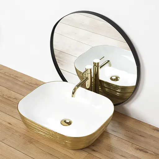 Умивальник Rea Floria gold/white накладний REA-U0027, Золотий - фото 2